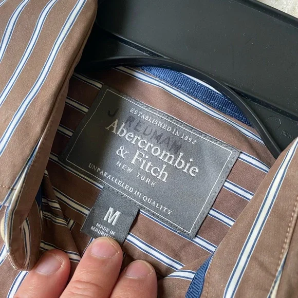 Men’s Abercrombie & Fitch Shirt, Size M, Striped Brown, Great Condition - Picture 3 of 7